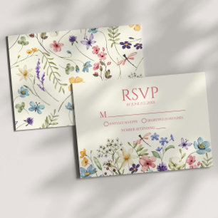 Tarjeta RSVP de Boda Floral Flor Silvestre