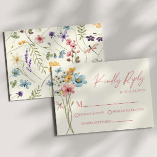 Tarjeta RSVP de Boda Floral Flor Silvestre