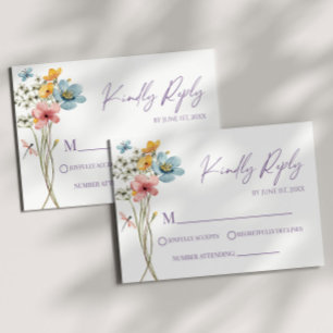 Tarjeta RSVP de Boda Floral Flor Silvestre
