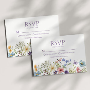 Tarjeta RSVP de Boda Floral Flor Silvestre