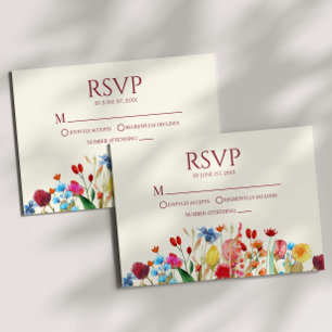 Tarjeta RSVP de Boda Floral Flor Silvestre