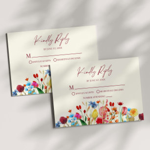 Tarjeta RSVP de Boda Floral Flor Silvestre