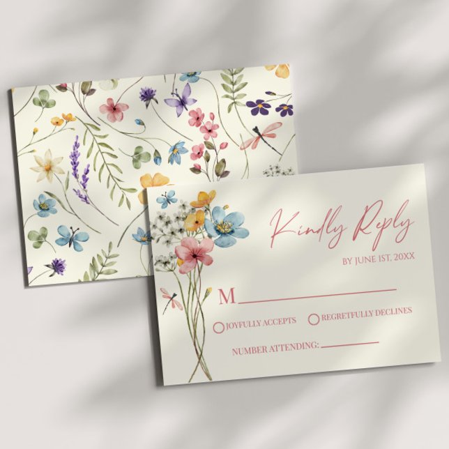 Tarjeta RSVP de Boda Floral Flor Silvestre (Subido por el creador)