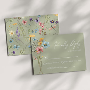 Tarjeta RSVP de Boda Floral Flor Silvestre