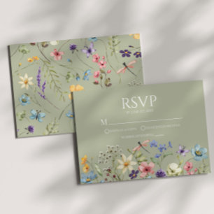 Tarjeta RSVP de Boda Floral Flor Silvestre