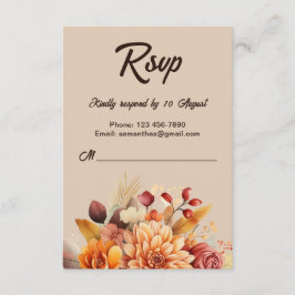 Tarjeta RSVP de boda floral ligera Terracota otoño