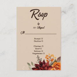 Tarjeta RSVP de boda floral ligera Terracota otoño