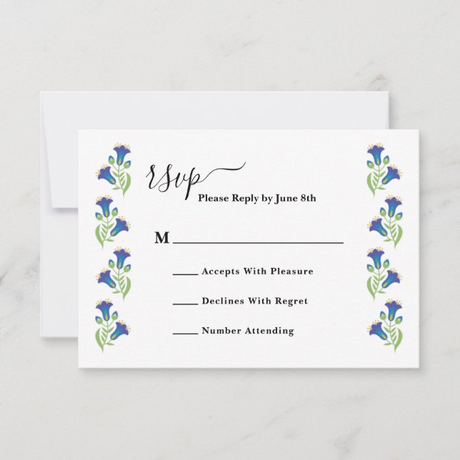 Tarjeta RSVP de boda floral mexicana (Anverso)