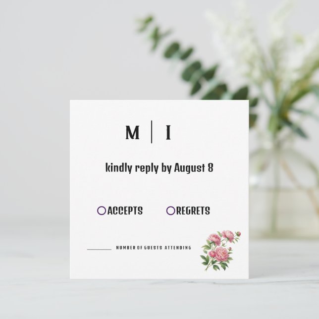 Tarjeta RSVP de boda floral moderna (Anverso de pie)