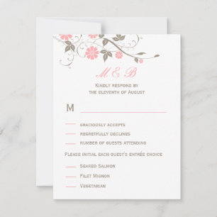 Tarjeta RSVP de boda floral moderna - rosa suave
