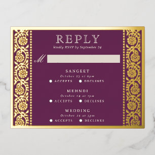 Tarjeta RSVP de boda floral multievento de Relieve