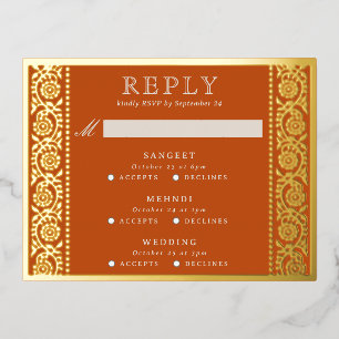 Tarjeta RSVP de boda floral multievento de Relieve