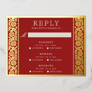 Tarjeta RSVP de boda floral multievento de Relieve