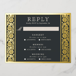 Tarjeta RSVP de boda floral multievento de Relieve