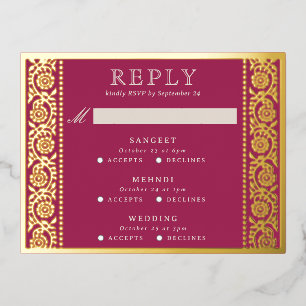 Tarjeta RSVP de boda floral multievento de Relieve