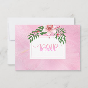 Tarjeta RSVP de Boda Floral Orquídea Rosa Y Verde