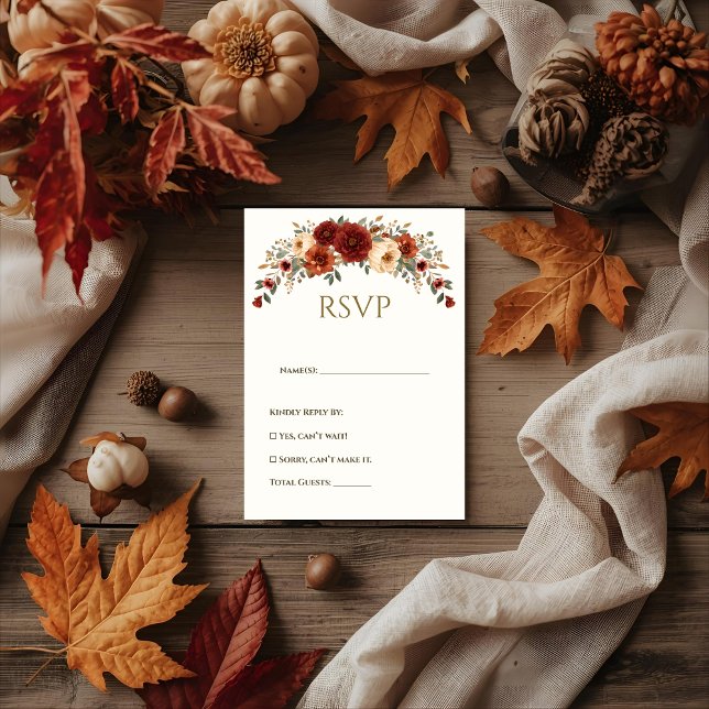 Tarjeta RSVP de boda floral otoño (Subido por el creador)