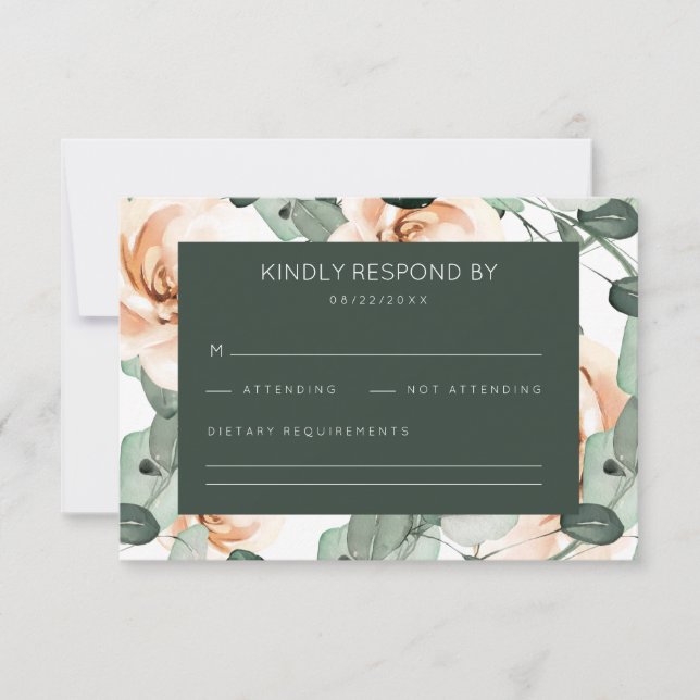 Tarjeta RSVP de boda floral para rosas (Anverso)