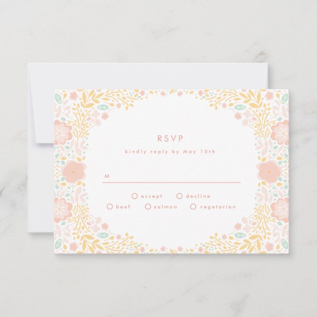 Tarjeta RSVP de Boda Floral Pastel Candy (Anverso)