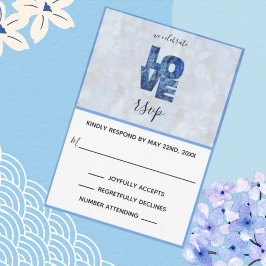 Tarjeta RSVP de boda floral Periwinkle Blue Hydran