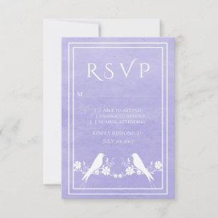 Tarjeta RSVP de Boda Floral Purple Lovebird
