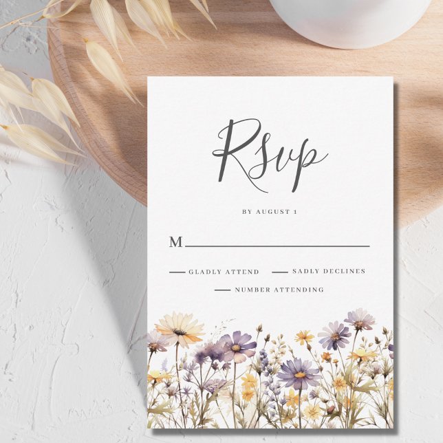 Tarjeta RSVP de Boda Floral Púrpura (Subido por el creador)