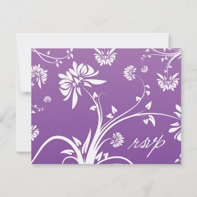 Tarjeta RSVP de Boda Floral Púrpura (Anverso)