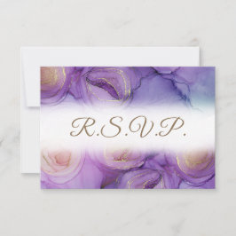Tarjeta RSVP de Boda Floral Púrpura