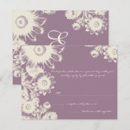 Tarjeta RSVP de Boda Floral Púrpura de Uva Smokey