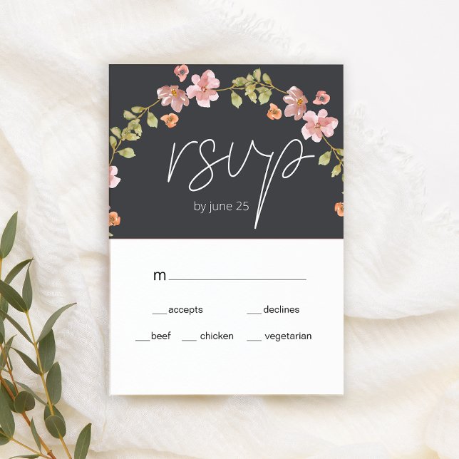 Tarjeta RSVP de Boda Floral Púrpura Dusty Pink (Subido por el creador)