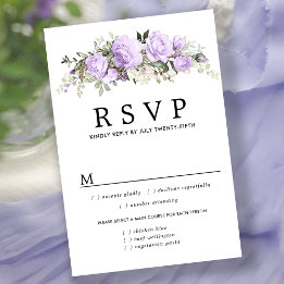 Tarjeta RSVP de Boda Floral Púrpura, Opciones de C