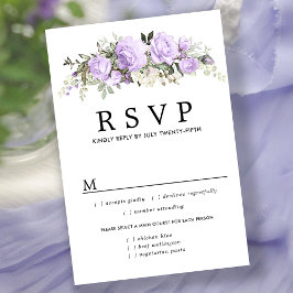 Tarjeta RSVP de Boda Floral Púrpura, Opciones de C