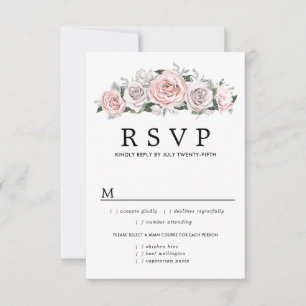 Tarjeta RSVP de Boda Floral Púrpura Rosa, Opciones