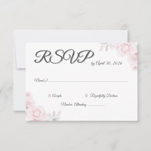 Tarjeta RSVP de Boda Floral Romántica (Anverso)