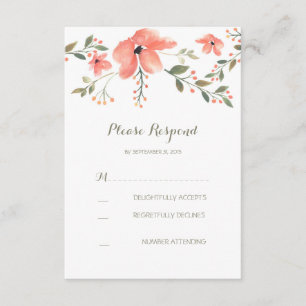 tarjeta RSVP de boda floral romántica acuarela