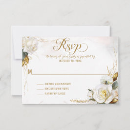 Tarjeta RSVP de Boda Floral Romántica de Oro Rosa 