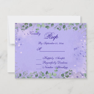 Tarjeta RSVP de Boda Floral Romántica Púrpura