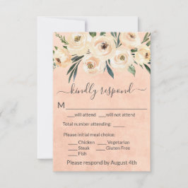 Tarjeta RSVP de boda floral rosa