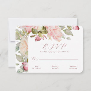 Tarjeta RSVP de boda floral rosa