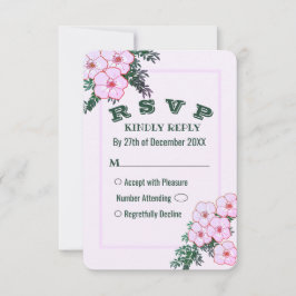Tarjeta RSVP de Boda Floral Rosa Anemone Green