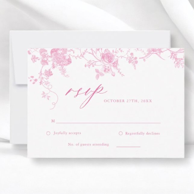 Tarjeta RSVP de Boda Floral Rosa de Victoria (Subido por el creador)