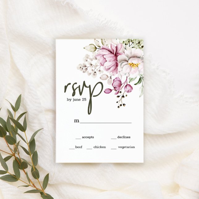 Tarjeta RSVP de Boda Floral Rosa Peonies (Subido por el creador)