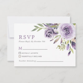 Tarjeta RSVP de boda floral Rosa púrpura