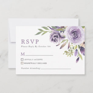 Tarjeta RSVP de boda floral Rosa púrpura