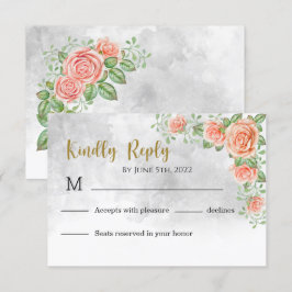 Tarjeta RSVP de boda floral rosa Rubor