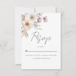 Tarjeta RSVP de boda floral rosa Rubor