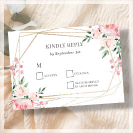 Tarjeta RSVP de boda floral rosa Rubor