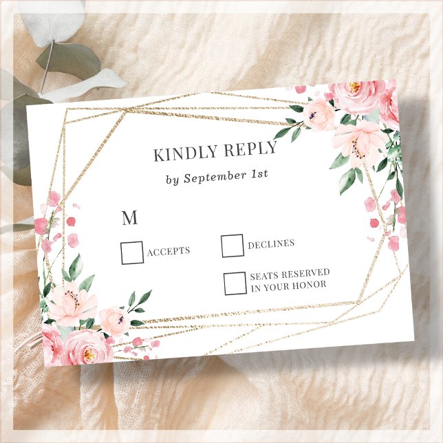 Tarjeta RSVP de boda floral rosa Rubor (Subido por el creador)