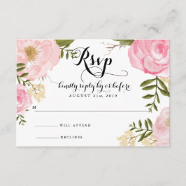 Tarjeta RSVP de Boda Floral Rosa Vintage moderna