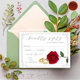 Tarjeta RSVP de Boda Floral Roses y Rings